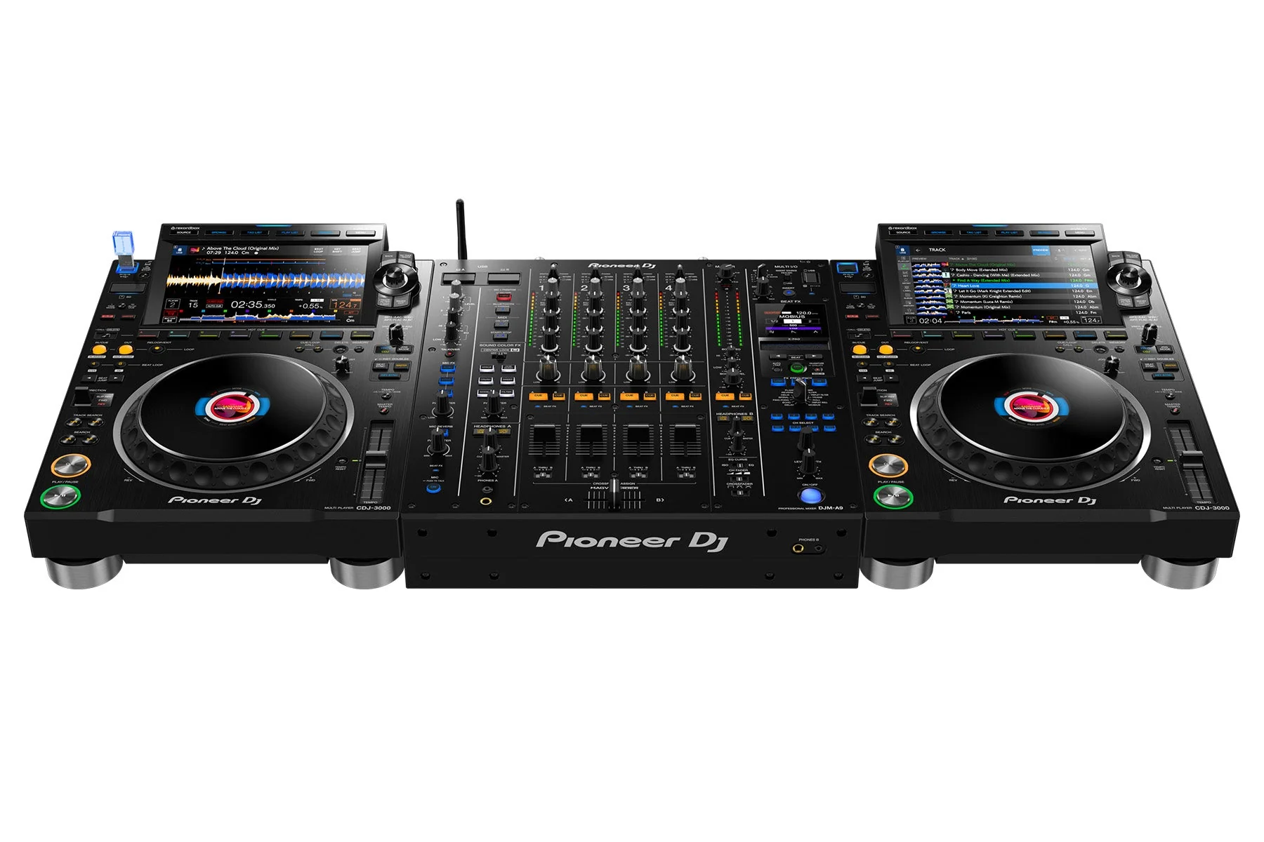 AlphaTheta / Pioneer DJ CDJ-3000 Pair + DJM-A9 Mixer – Professional Club DJ Setup with Dual Flagship Media Players, 4-Channel Digital Mixer, Advanced Effects & rekordbox Integration
