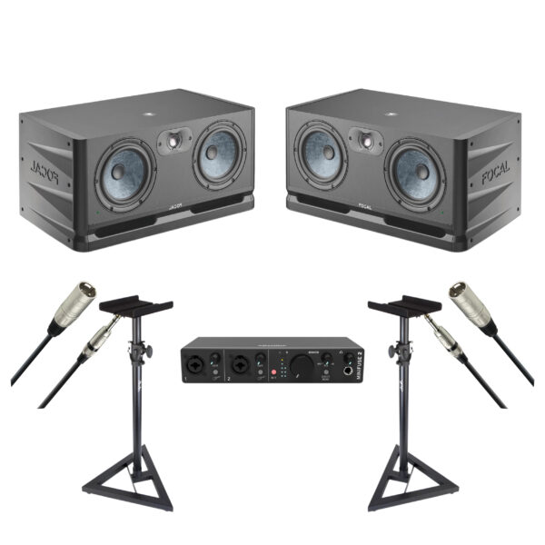 Focal Alpha Evo Twin (Pair) + Arturia Minifuse 2 + Monitors Stands (Pair) + Adam Hall XLR male to TRS 3M (Pair)