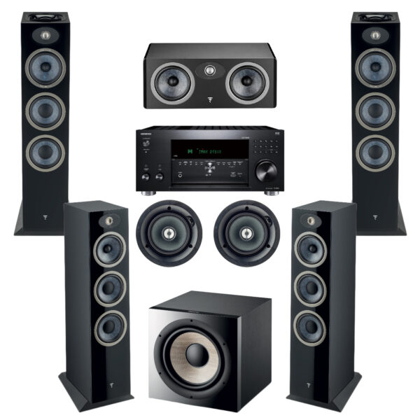 Focal Theva Powerful Luxury Bundle 9 - 5.1.4 Dolby Atmos (Virtual 9.1)  N3D,C,N3,ICW6 | Sub 1000F | Onkyo TX-RZ50