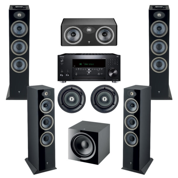 Focal Theva Powerful Luxury Bundle 10 - 5.1.4 Dolby Atmos (Virtual 9.1)  N3D,C,N2,ICW5 | Sub 600P | Onkyo TX-RZ50