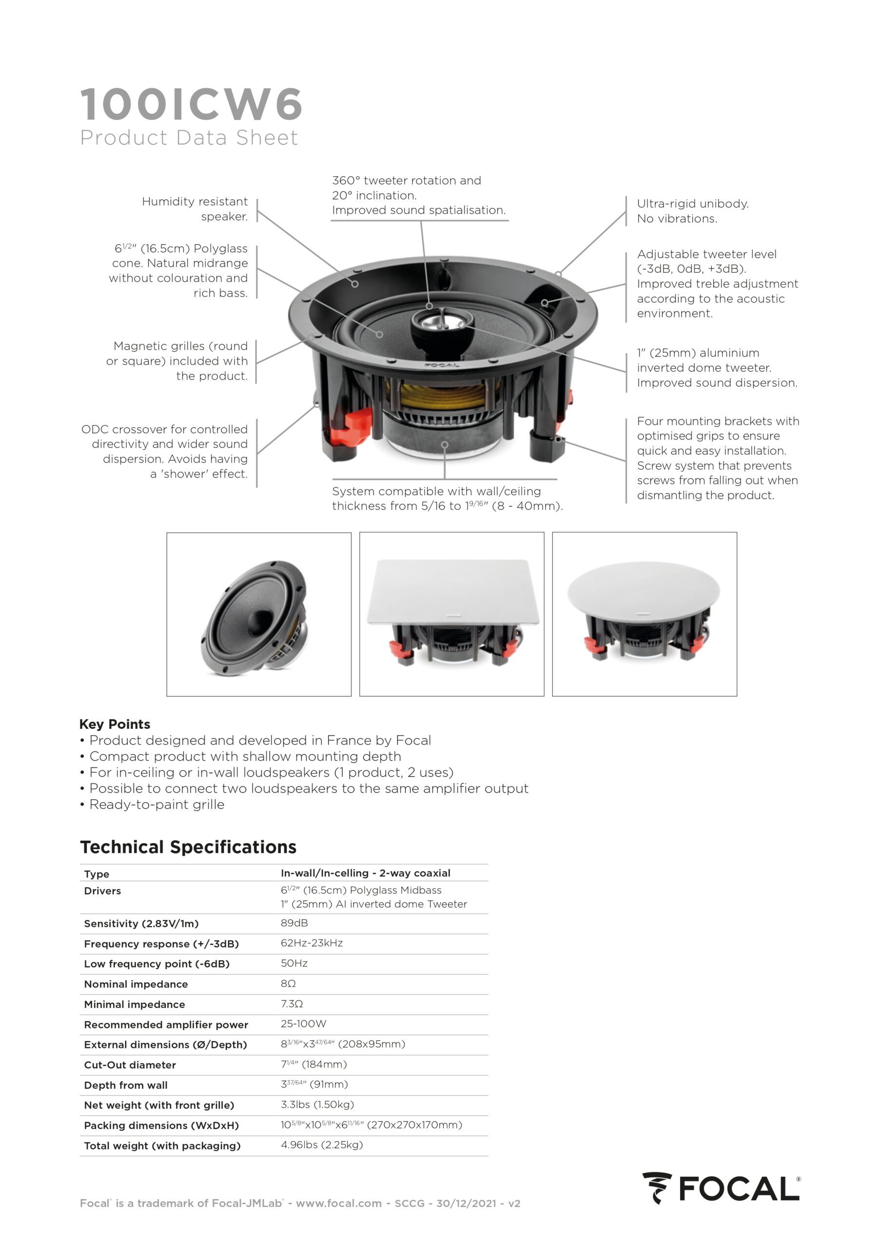 Focal 100 ICW6 - Ceiling Speaker