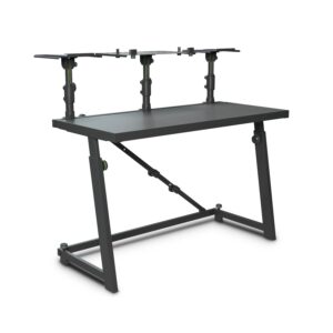Gravity GFDJT01 DJ Table – Adjustable Height 680–1100 mm, Foldable Steel Frame, Professional DJ Workstation, Black Powder-Coated Finish