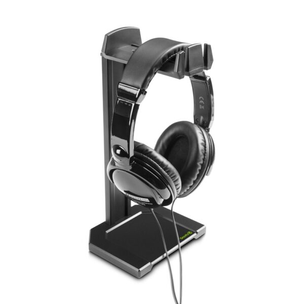 Gravity GHPHTT01B Table-Top Headphone Stand – Dual-Headset Holder with Cable Management, 280 mm Height, Aluminium Base - Image 5