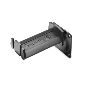 Gravity GHPHWMB01B Wall-Mount Headphone Hanger – Black, Steel Plate, Plastic Cradle, Dual Cable Slots