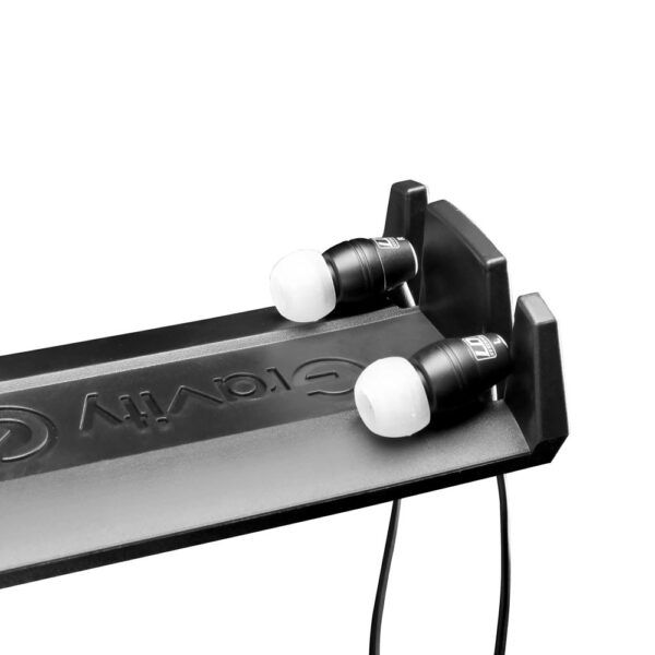 Gravity GHPHWMB01B Wall-Mount Headphone Hanger – Black, Steel Plate, Plastic Cradle, Dual Cable Slots - Image 3
