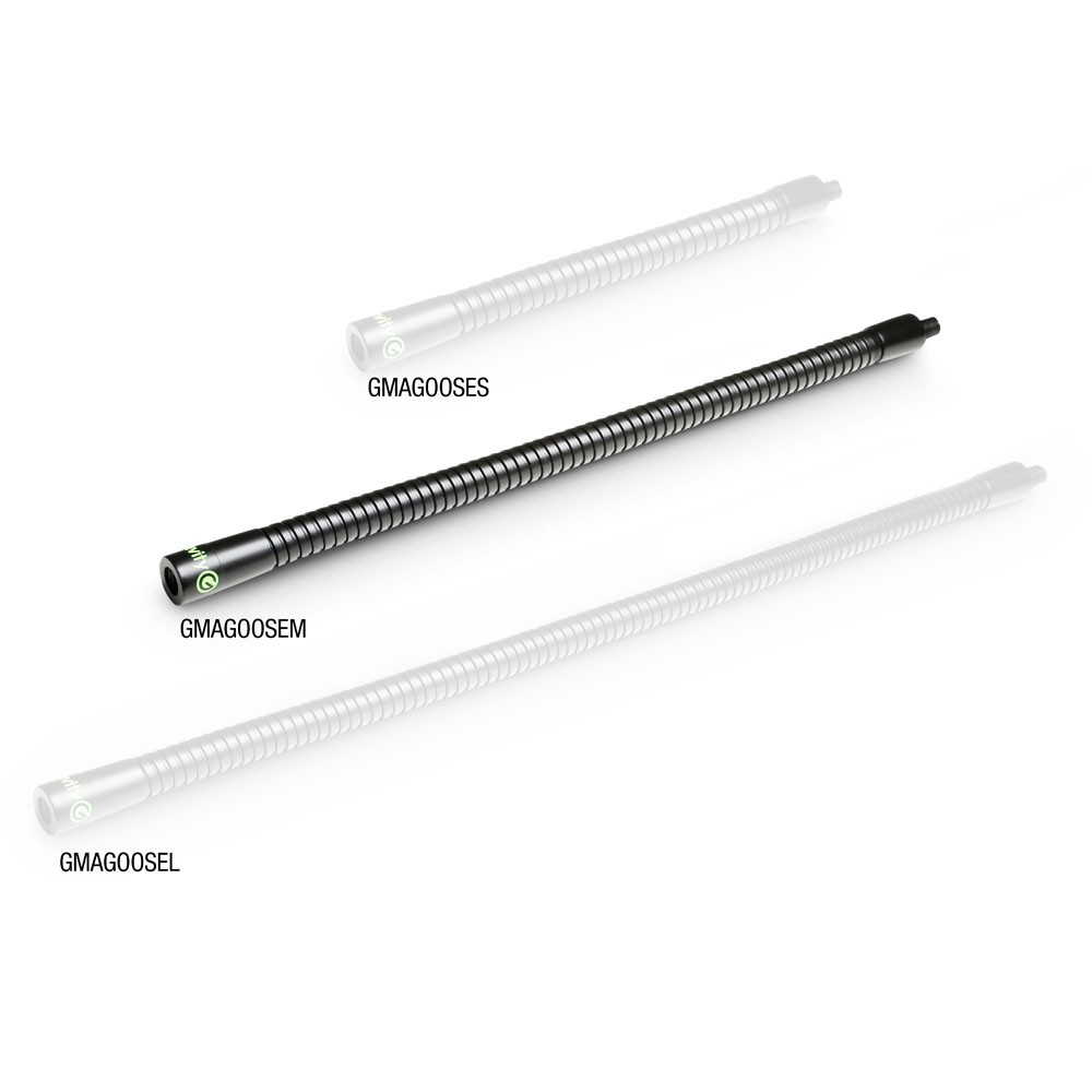 Gravity GMAGOOSEM Medium Gooseneck 320 mm – Flexible Steel Microphone Arm, Dual 3/8" Threaded Ends, 15 mm Diameter, Black Finish