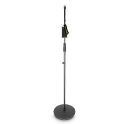 Gravity GMS23 Microphone Stand – Adjustable Height 1000–1680 mm, Round Base, Steel Construction, 3/8″ Thread, Black Powder-Coated Finish