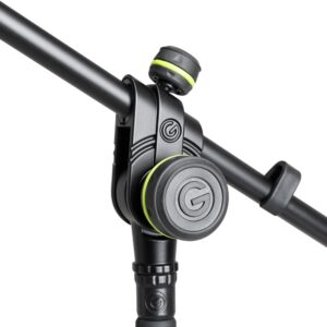 Gravity GMS4322HDB Heavy-Duty Microphone Stand with Telescopic Boom Arm – Adjustable Height, Steel Construction, Black Finish