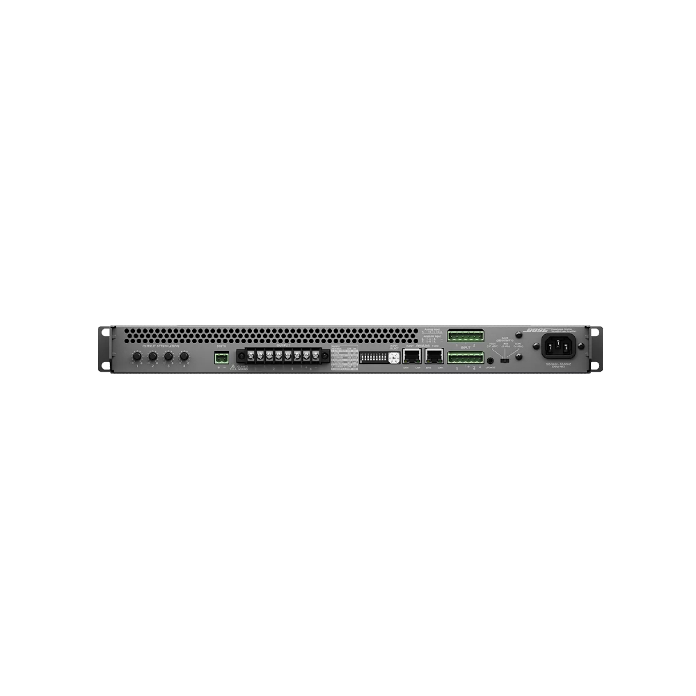 Bose PowerShare P4300+ Adaptable Power Amplifier – 4x300W Channels, Smart Power Sharing, Dante-Enabled, DSP Processing for Installed Sound Systems