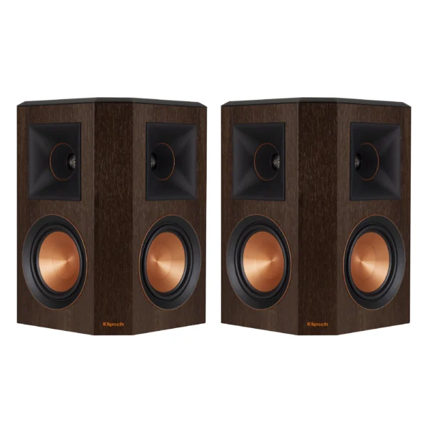 Klipsch RP‑502S Bipolar Surround Speaker Walnut (Pair) – Dual 5.25″ Cerametallic Woofers & Dual 1″ Titanium LTS Vented Tweeters - Image 4