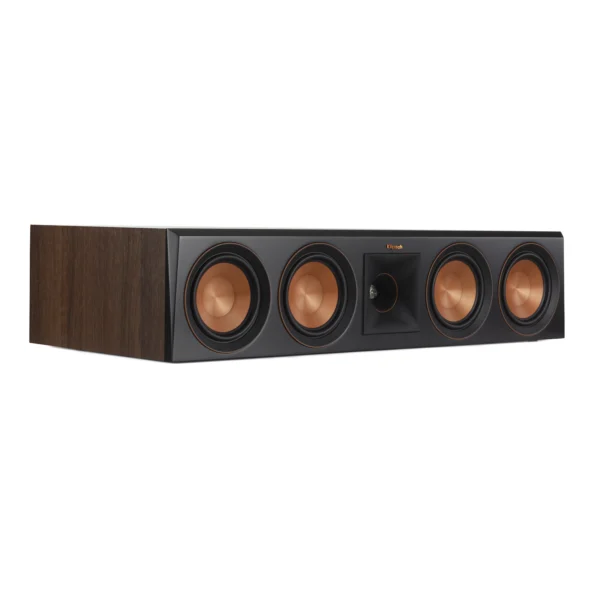 Klipsch RP‑504C Center Channel Speaker Walnut – Quad 5.25″ Cerametallic Woofers & 1″ Titanium LTS Horn Tweeter – 150W RMS