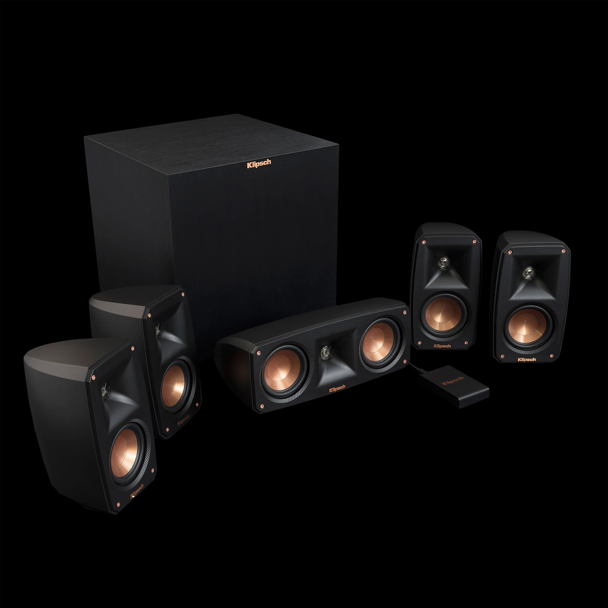 Klipsch Reference Theater Pack 5.1 Surround Sound System – Wireless Subwoofer, Horn-Loaded Technology, Compact Home Theater Audio