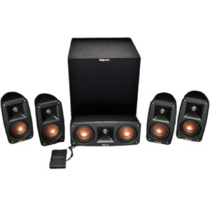 Klipsch Reference Theater Pack 5.1 Surround Sound System – Wireless Subwoofer, Horn-Loaded Technology, Compact Home Theater Audio