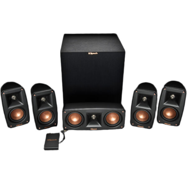 Klipsch Reference Theater Pack 5.1 Surround Sound System – Wireless Subwoofer, Horn-Loaded Technology, Compact Home Theater Audio