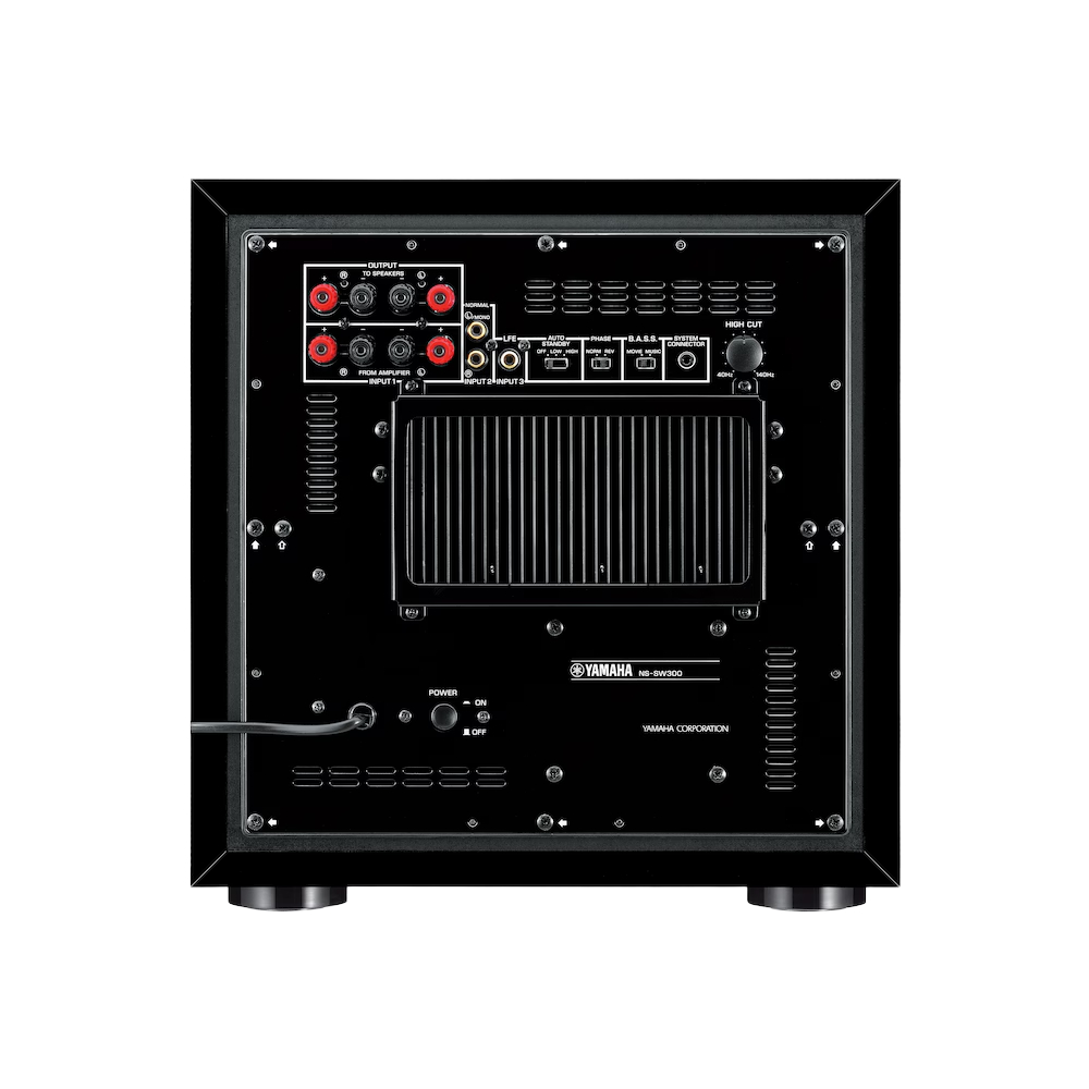 Yamaha NS-SW300 Powered Subwoofer – 10" Driver, 250W Dynamic Power, Advanced YST II & Twisted Flare Port for Deep, Tight Bass in Home Theater & Hi-Fi Systems