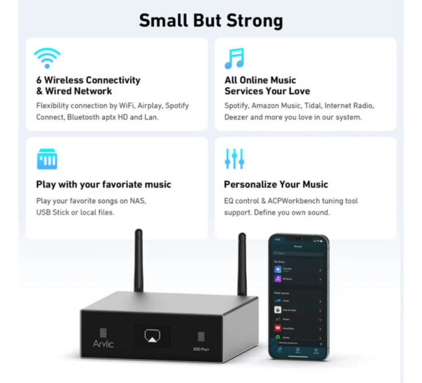 Arylic S50 Pro+ Wireless Stereo Preamp With aptX HD & ESS 9023 DAC - Image 2