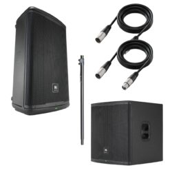 JBL Pro EON 715 Speaker + EON 718SD Subwoofer - Powered 15" Speaker with Powered 18" Subwoofer + Gravity Speaker Stand + Cables