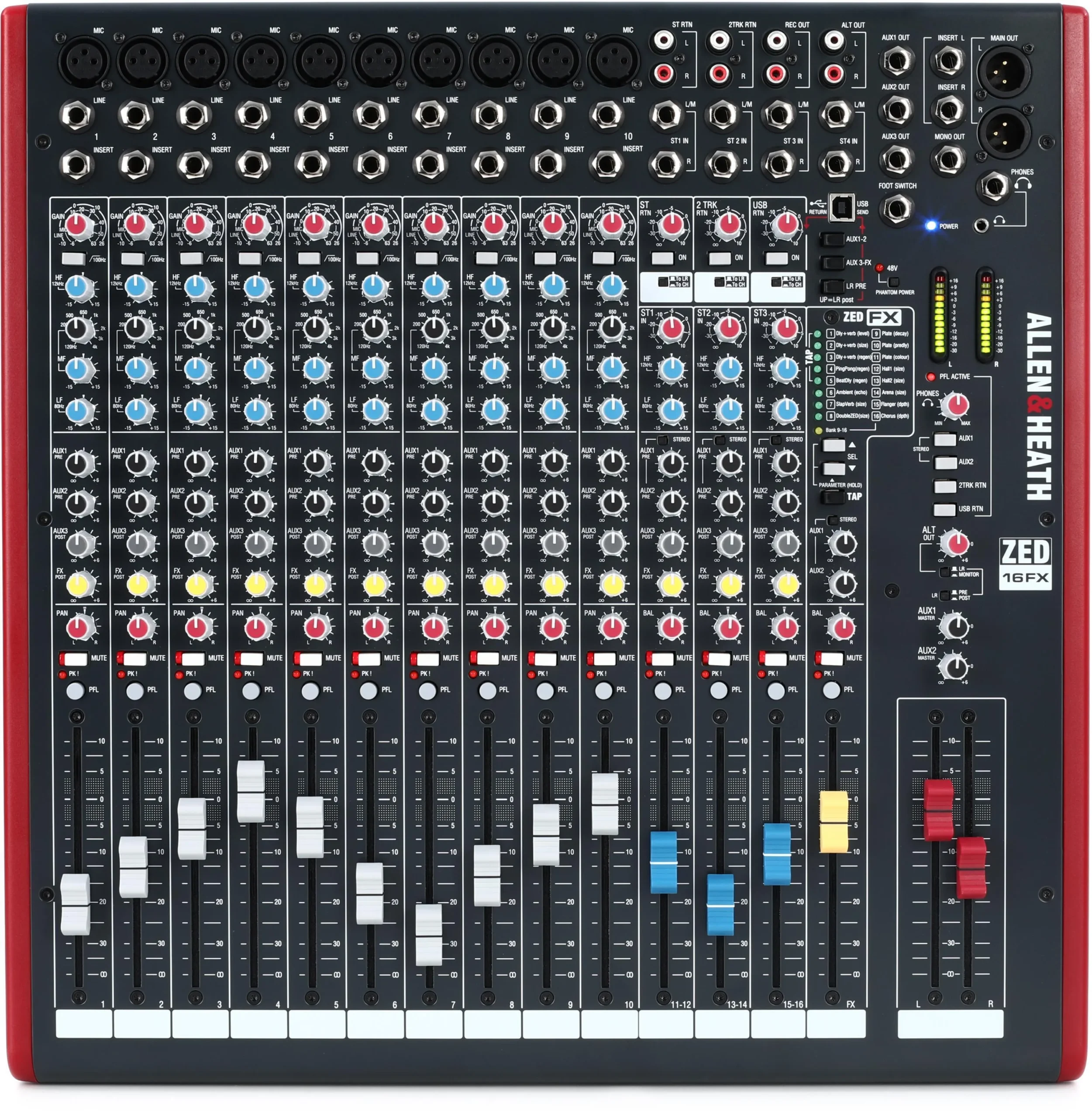 Allen & Heath ZED-16FX Professional 16-Channel Analog Mixer with USB Audio Interface & Digital Effects for Live Sound and Recording