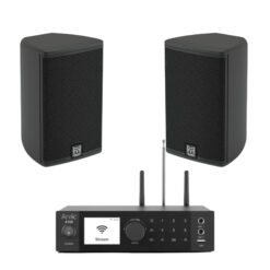 Outdoor Wall-Mounted Audio System | 2 × Martin Audio ADORN A55 + Arylic A100 | Premium Weather-Resistant Streaming Sound System