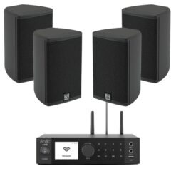 Outdoor Wall-Mounted Audio System | 4 × Martin Audio ADORN A55 + Arylic A100 | Premium Weather-Resistant Streaming Sound System
