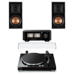 Klipsch RP-500M Bookshelf Speakers (Pair) + Eversolo Play CD 60W Integrated HiFi Amplifier with Streaming & CD Playback + Yamaha MusicCast VINYL 500 TT-N503 Wireless Belt-Drive Turntable | Complete Hybrid High-Resolution HiFi System