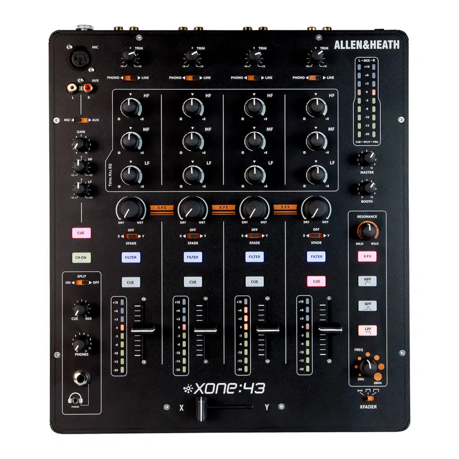 Allen & Heath Xone:43 – 4+1 Channel Analog DJ Mixer with Legendary Xone Filter & Phono/Line Inputs