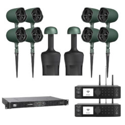Outdoor Garden Audio System for 80–120 m² | 8 × JBL Professional GSF3 + 2 × GSB8 + 2 × Arylic A100 + LD Systems XS700 | Premium Multi-Zone Landscape Sound System