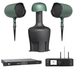 Outdoor Garden Audio System for 120–180 m² | 2 × JBL Professional GSF6 + GSB12 + Arylic A100 + LD Systems XS700 | Premium Weatherproof Landscape Sound System with Deep Bass