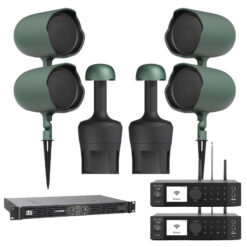 Outdoor Garden Audio System for 180–250 m² | 4 × JBL Professional GSF6 + 2 × GSB8 + 2 × Arylic A100 + LD Systems XS700 | Premium Weatherproof Landscape Audio System