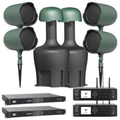 Outdoor Garden Audio System for 250–350 m² | 4 × JBL Professional GSF6 + 2 × GSB12 + 2 × Arylic A100 + 2 × LD Systems XS700 | Ultimate Weatherproof Landscape Audio System