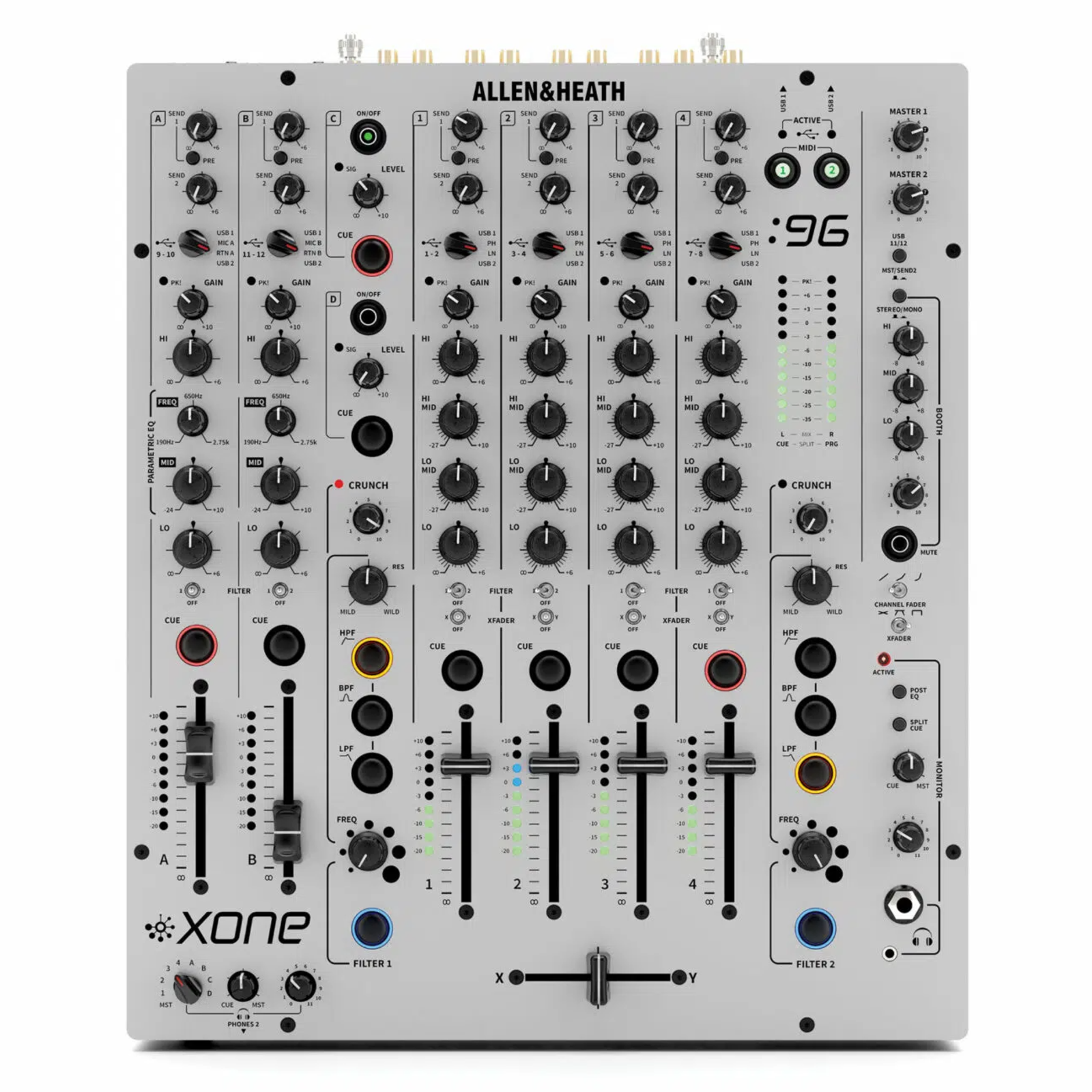 Allen & Heath Xone:96 – Professional 6+2 Channel Analog DJ Mixer with Dual 32-Bit USB Soundcards & Dual VCF Filters