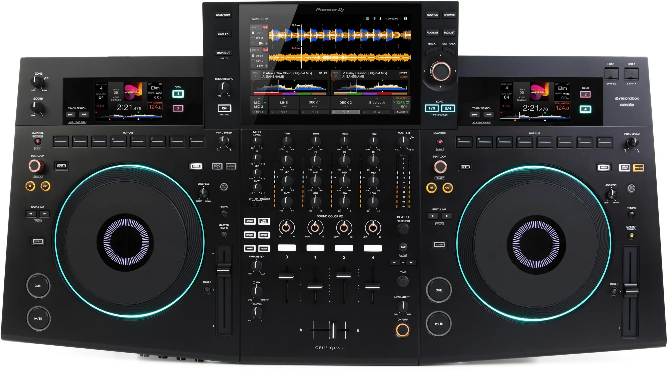 AlphaTheta / Pioneer OPUS-QUAD – Professional 4-Deck All-In-One DJ System with 10.1-Inch Touchscreen, Standalone Performance, rekordbox Integration, Advanced Effects & Club-Standard Workflow